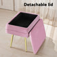 LILLY VELVET STORAGE OTTOMAN - PINK