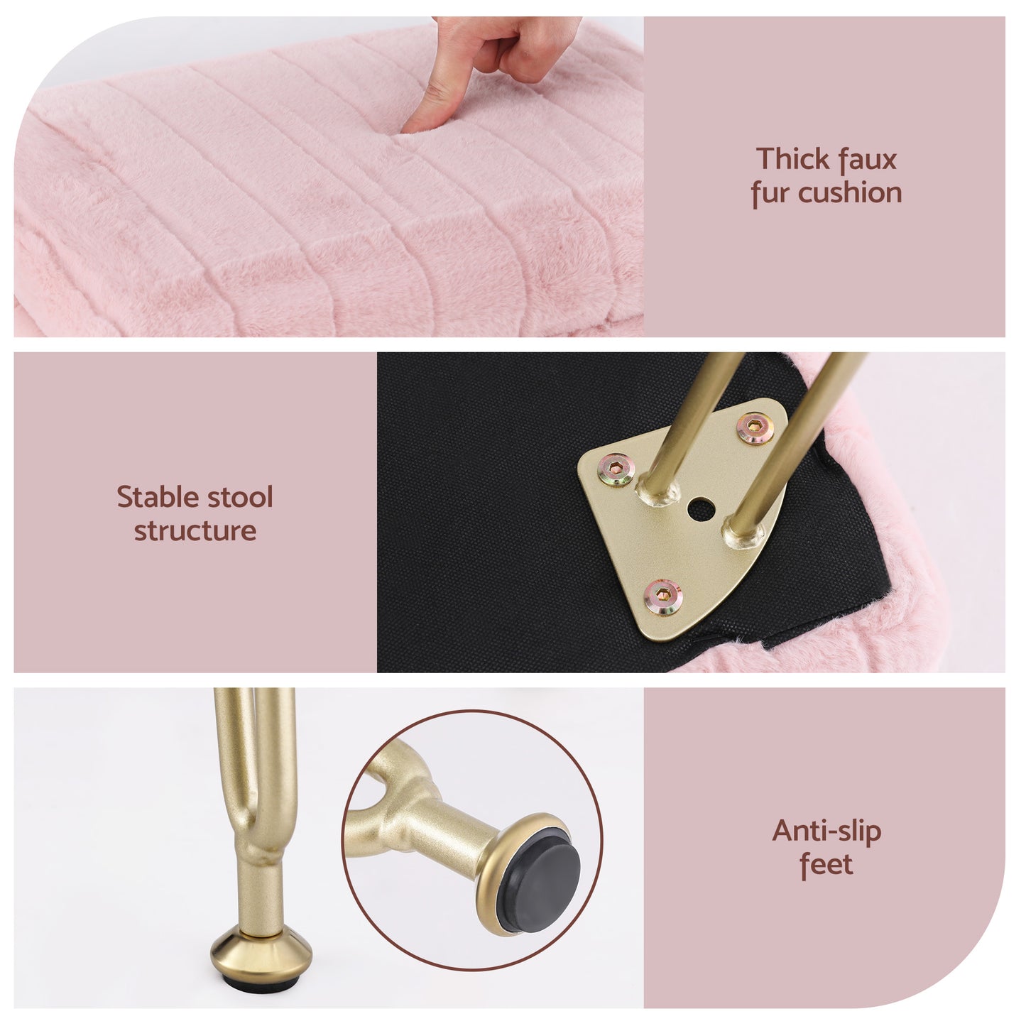 Luna Vanity Storage Stool - Pink