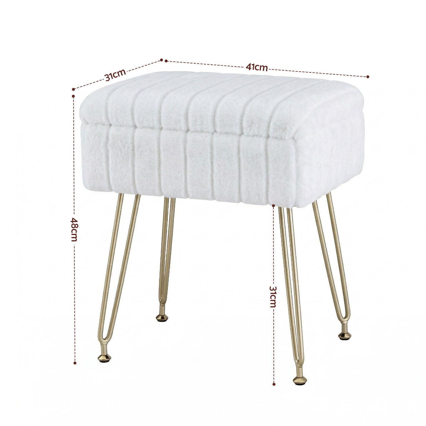 Luna Vanity Storage Stool - White