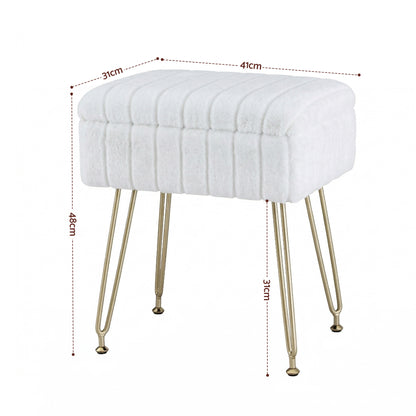 Luna Vanity Storage Stool - White