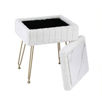 Luna Vanity Storage Stool - White