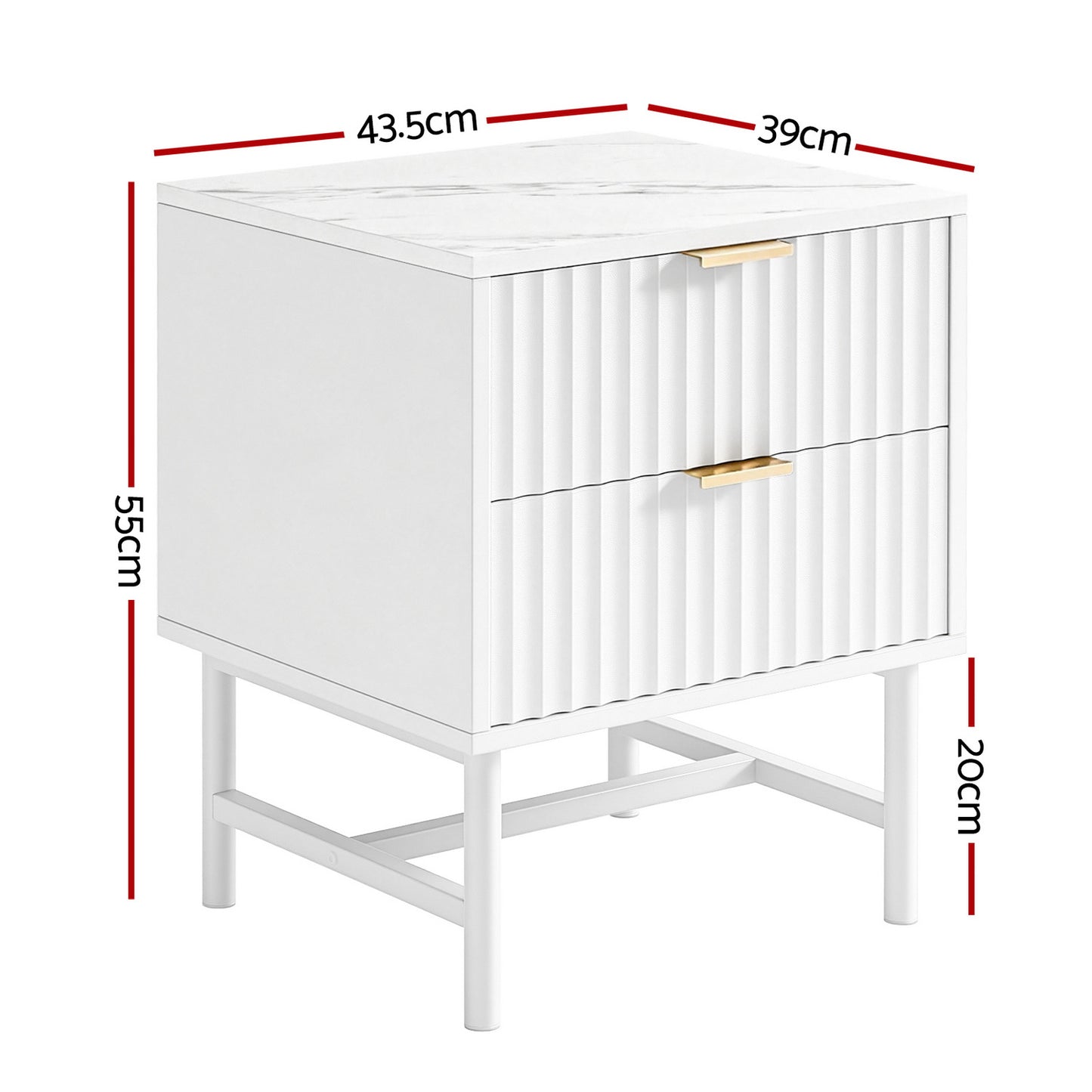 Blanc Bedside Table – White (2 Drawers)