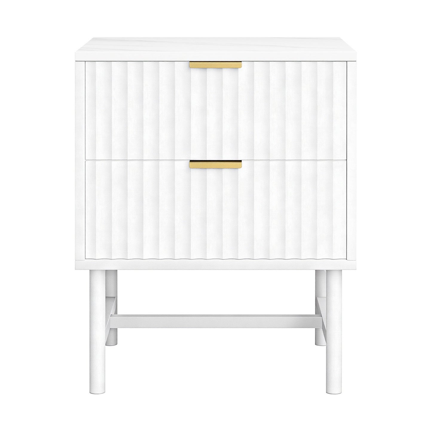 Blanc Bedside Table – White (2 Drawers)