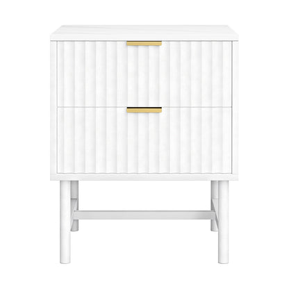 Blanc Bedside Table – White (2 Drawers)