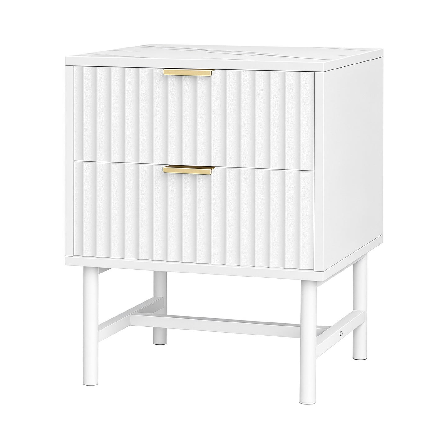 Blanc Bedside Table – White (2 Drawers)