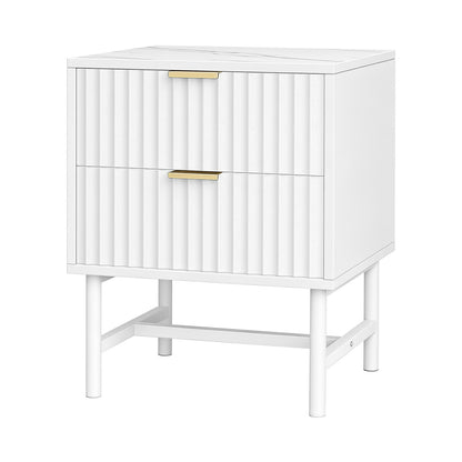 Blanc Bedside Table – White (2 Drawers)