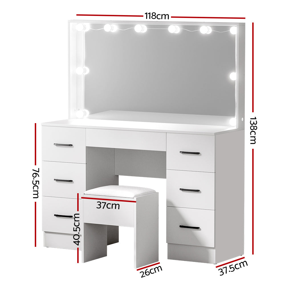 Grace Dressing Table Set with Makeup Mirror - White