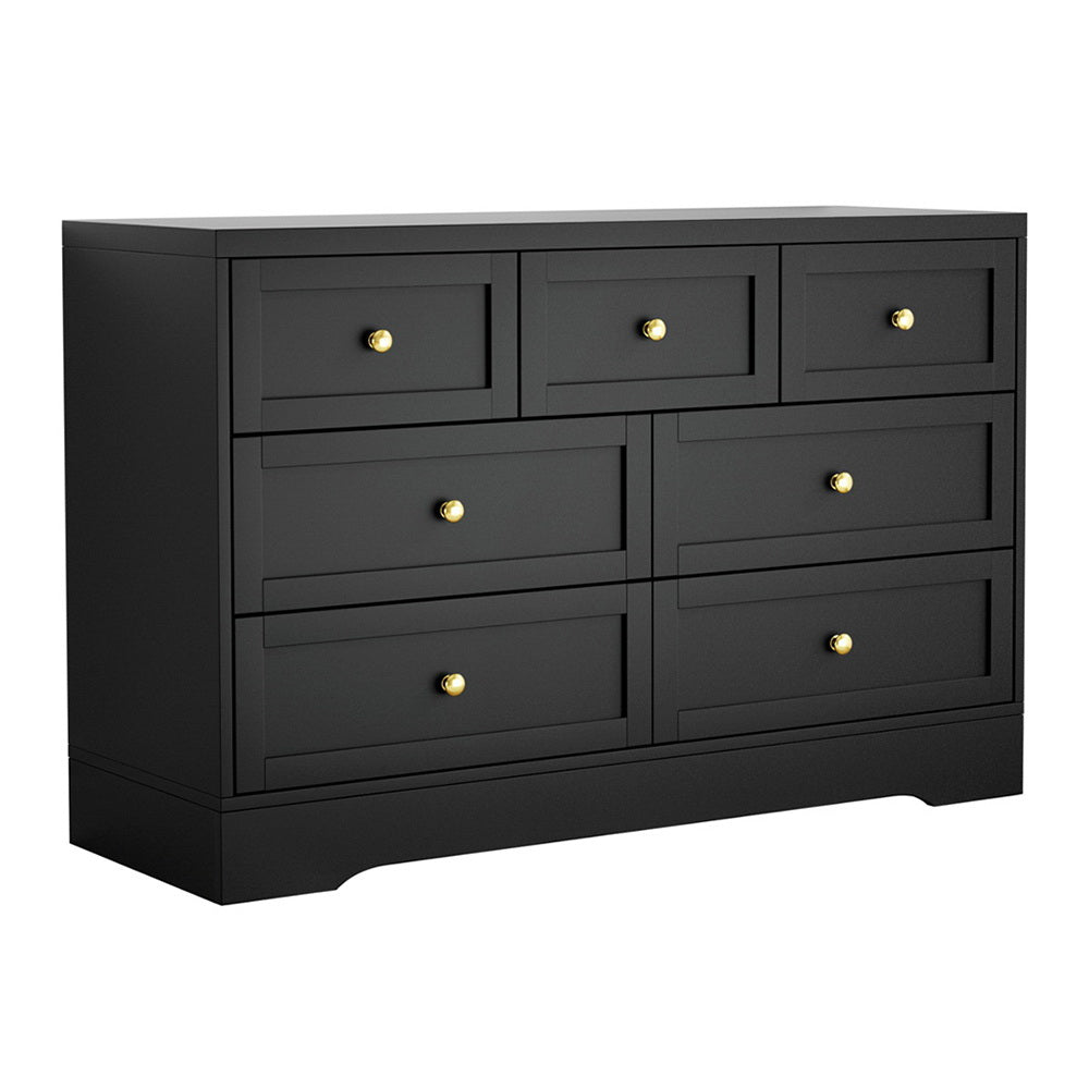 Noir 7 Drawer Bedroom Dresser – Black