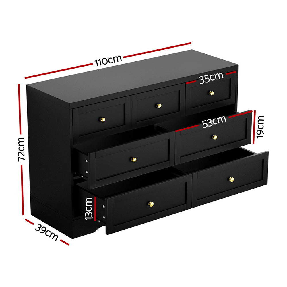 Noir 7 Drawer Bedroom Dresser – Black