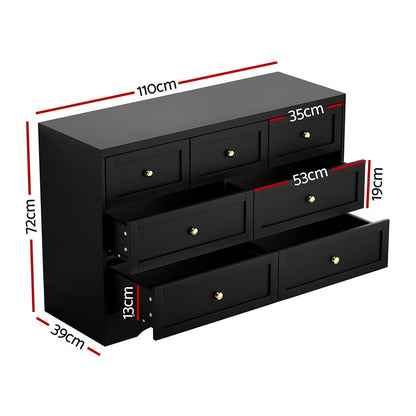 Noir 7 Drawer Bedroom Dresser – Black