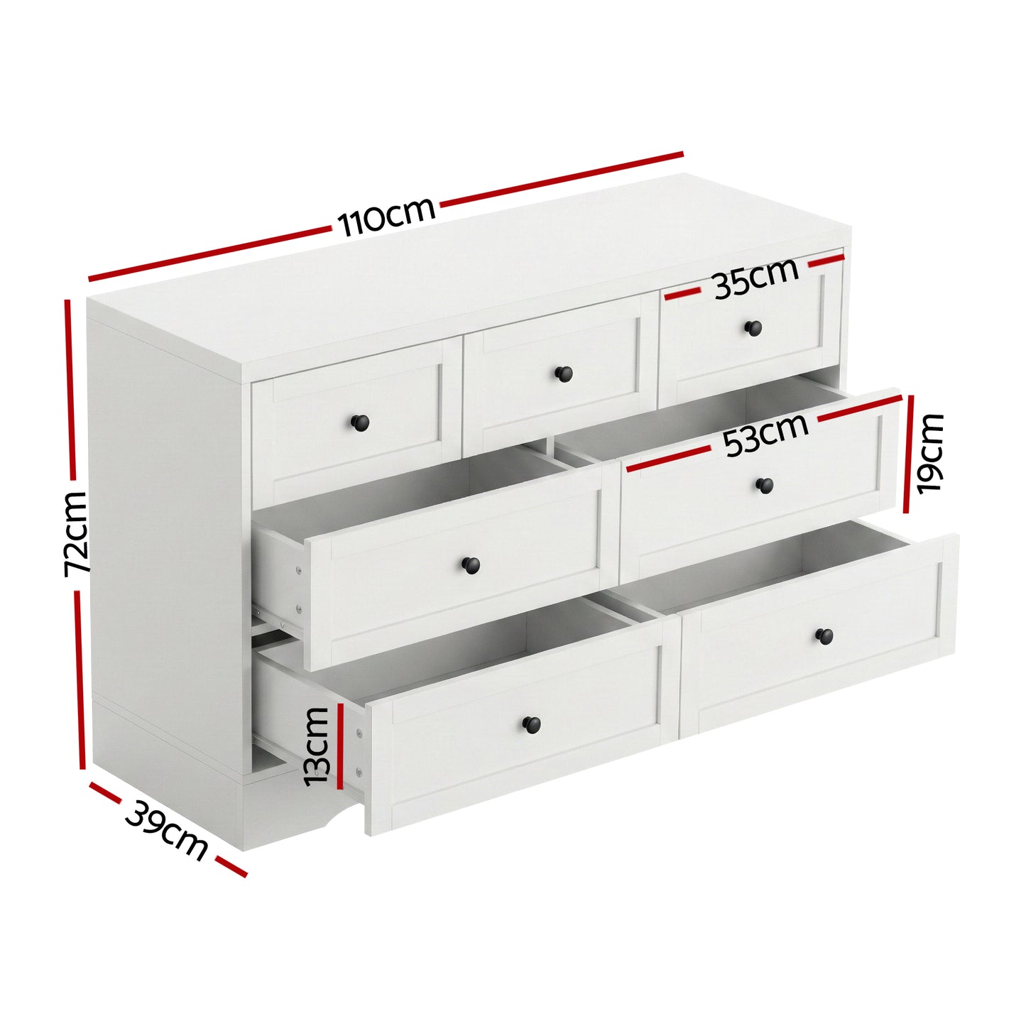 Ivory 7 Drawer Bedroom Dresser – White