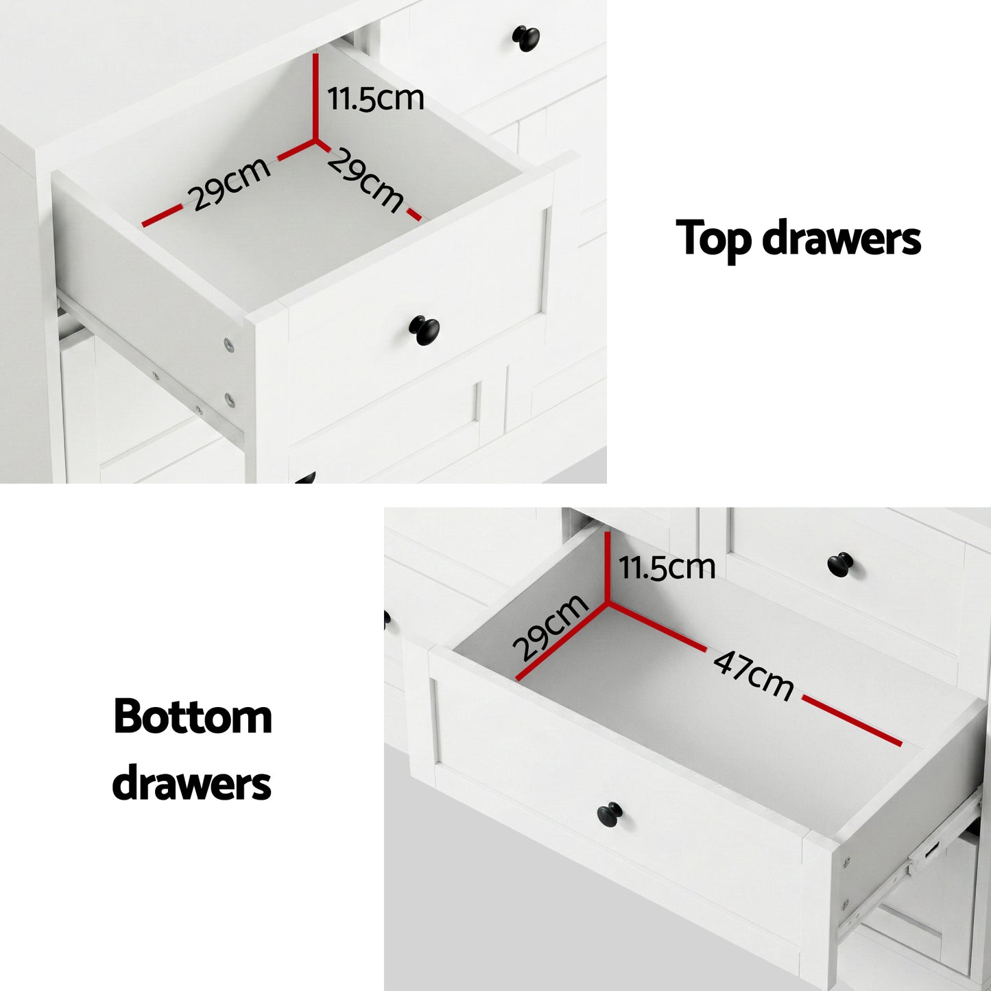 Ivory 7 Drawer Bedroom Dresser – White