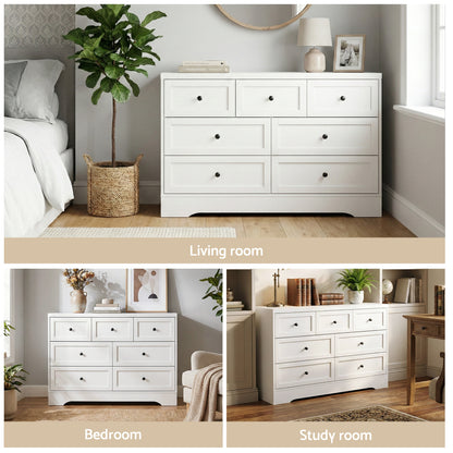 Ivory 7 Drawer Bedroom Dresser – White