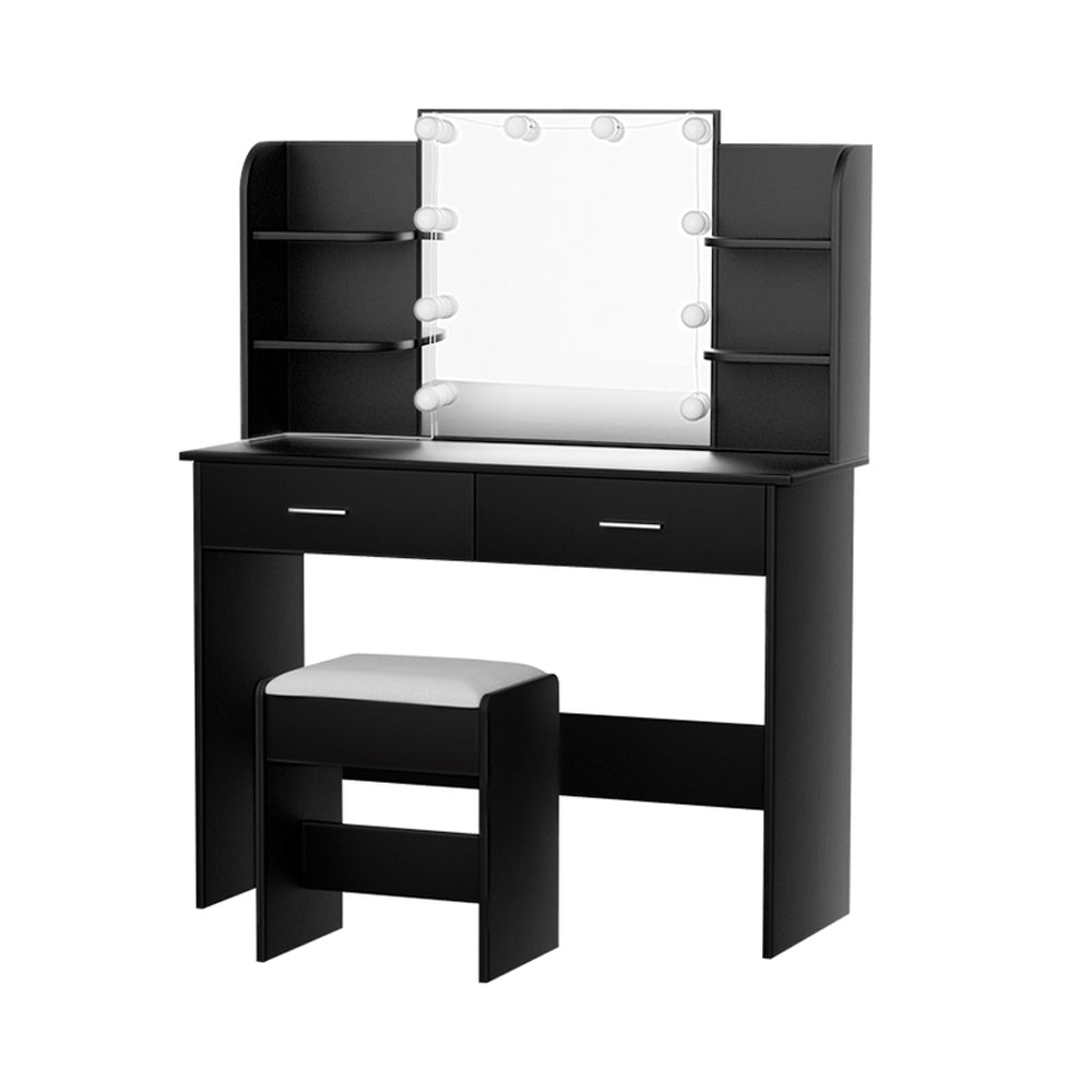 Serenity Dressing Table Set with Makeup Mirror - Black