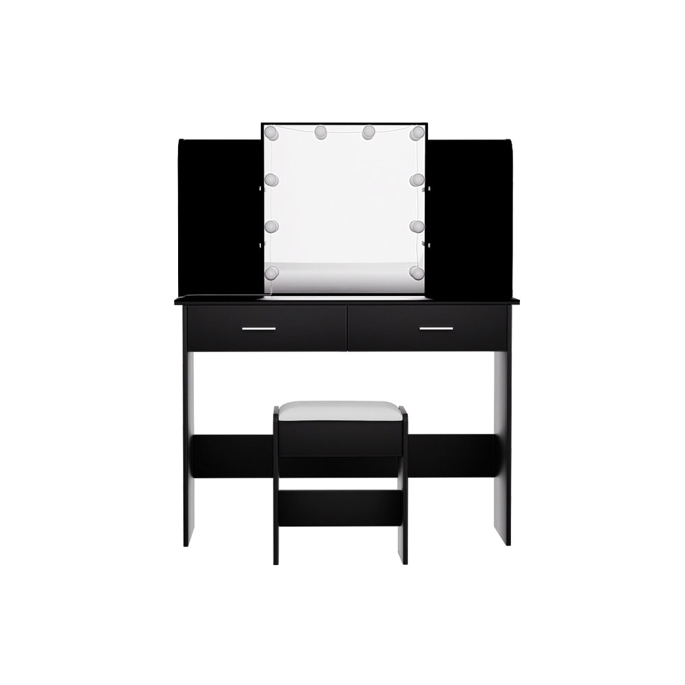 Serenity Dressing Table Set with Makeup Mirror - Black