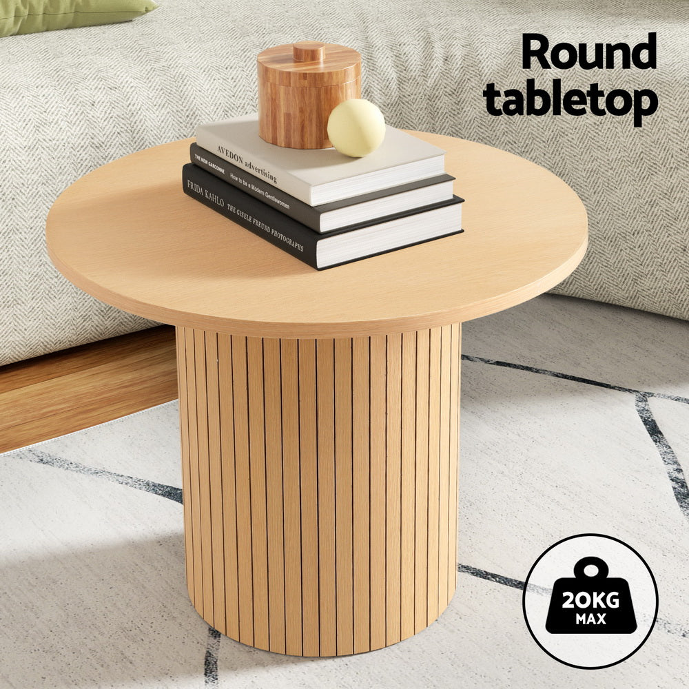 Raven Round Fluted Coffee / Side Table - Natural