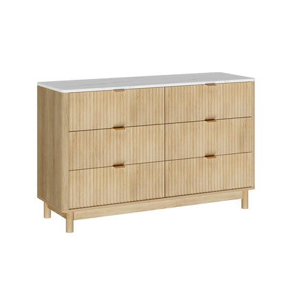 Blanc 6 Drawer Dresser – Natural Pine & White