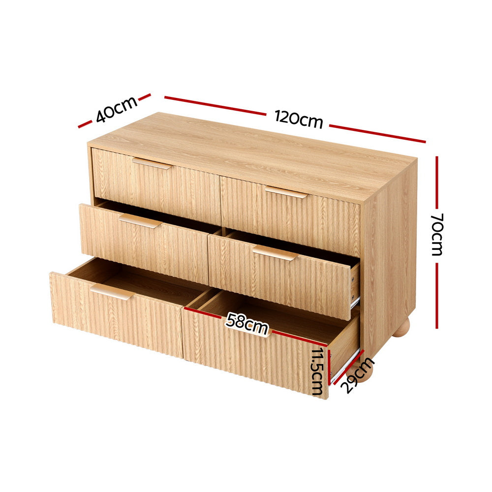 Tova 6 Drawer Dresser - Natural Pine