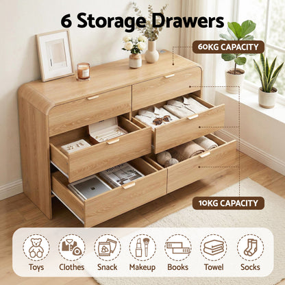 Ashbury 6 Drawer Dresser – Natural Pine
