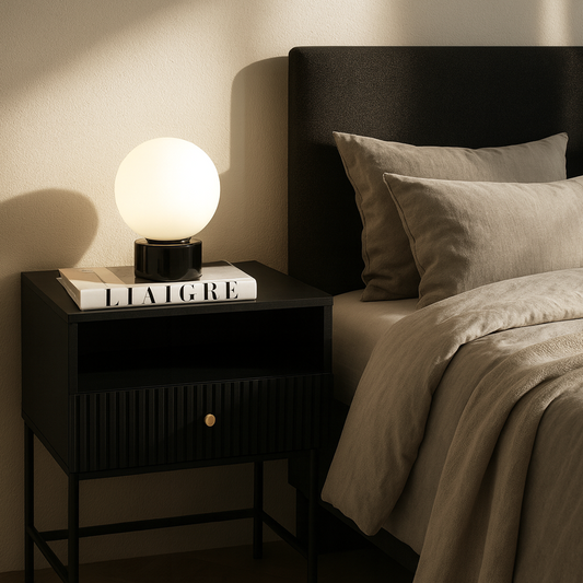 Fluted Noir Bedside Table