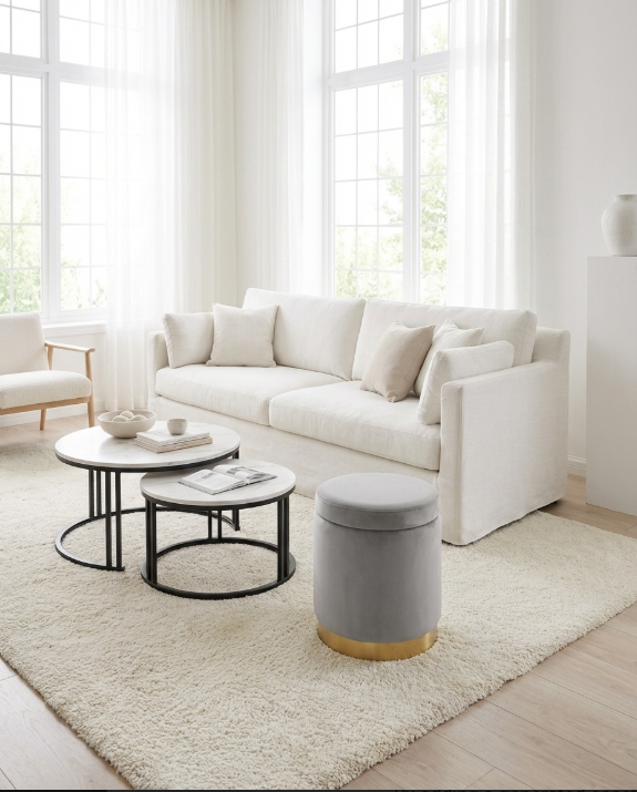 Gia Velvet Storage Ottoman – Light Grey Tufted Footstool with Storage – modern ottoman or footstool by Interior Ave