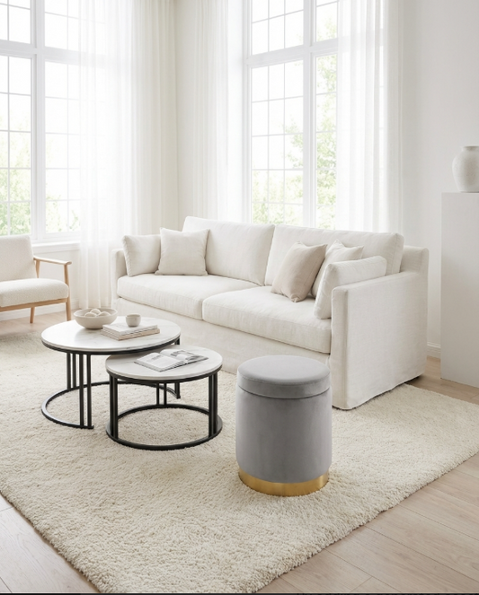 Gia Velvet Storage Ottoman – Light Grey Tufted Footstool with Storage – modern ottoman or footstool by Interior Ave