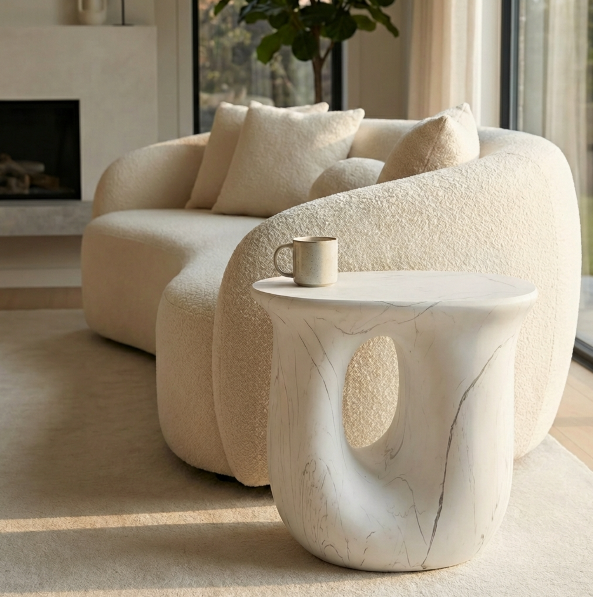 Cosmo Glacier Stone Side Table | Stone Side Table by Interior Ave