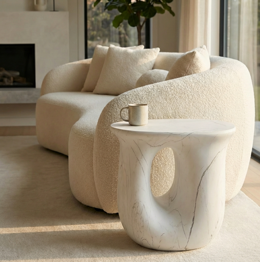 Cosmo Glacier Stone Side Table | Stone Side Table by Interior Ave