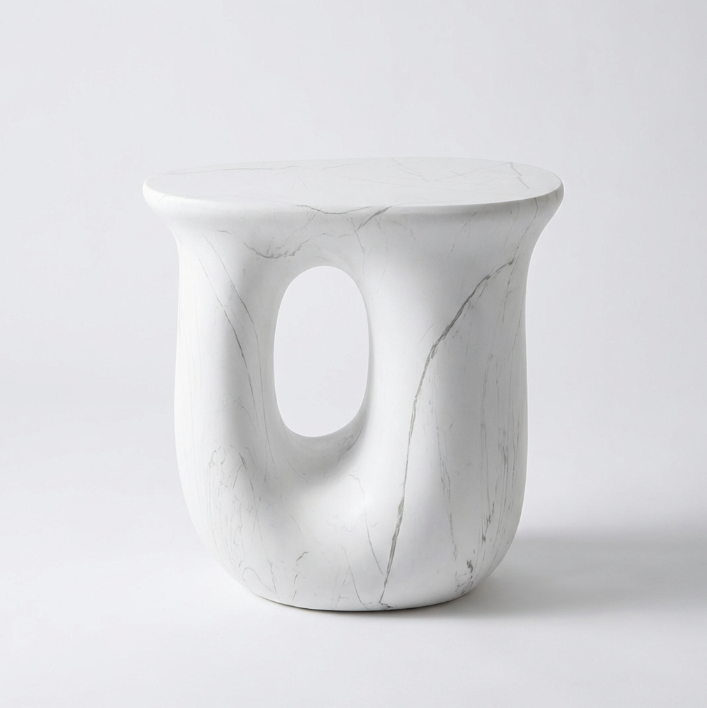 Cosmo Glacier Stone Side Table | Stone Side Table by Interior Ave