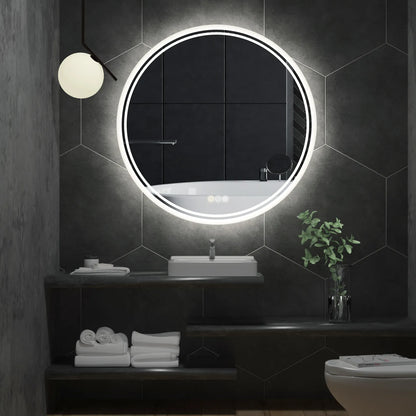 60cm Round Frameless LED Bathroom Mirror – LED illuminated bathroom mirror by Interior Ave