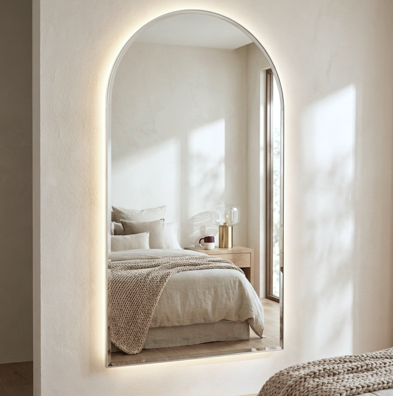 Halo Arched LED Wall Mirror – Backlit Statement Mirror