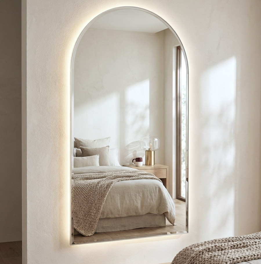 Halo Arched LED Wall Mirror – Backlit Statement Mirror