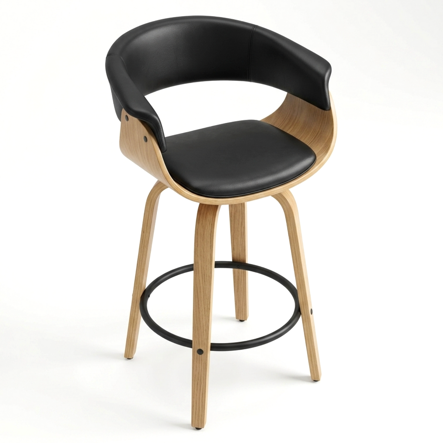 Hudson Signature Oak Bar Stool - Black + Oak Set of Two