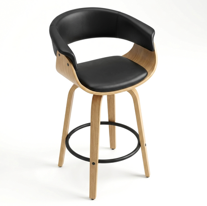 Hudson Signature Oak Bar Stool - Black + Oak Set of Two