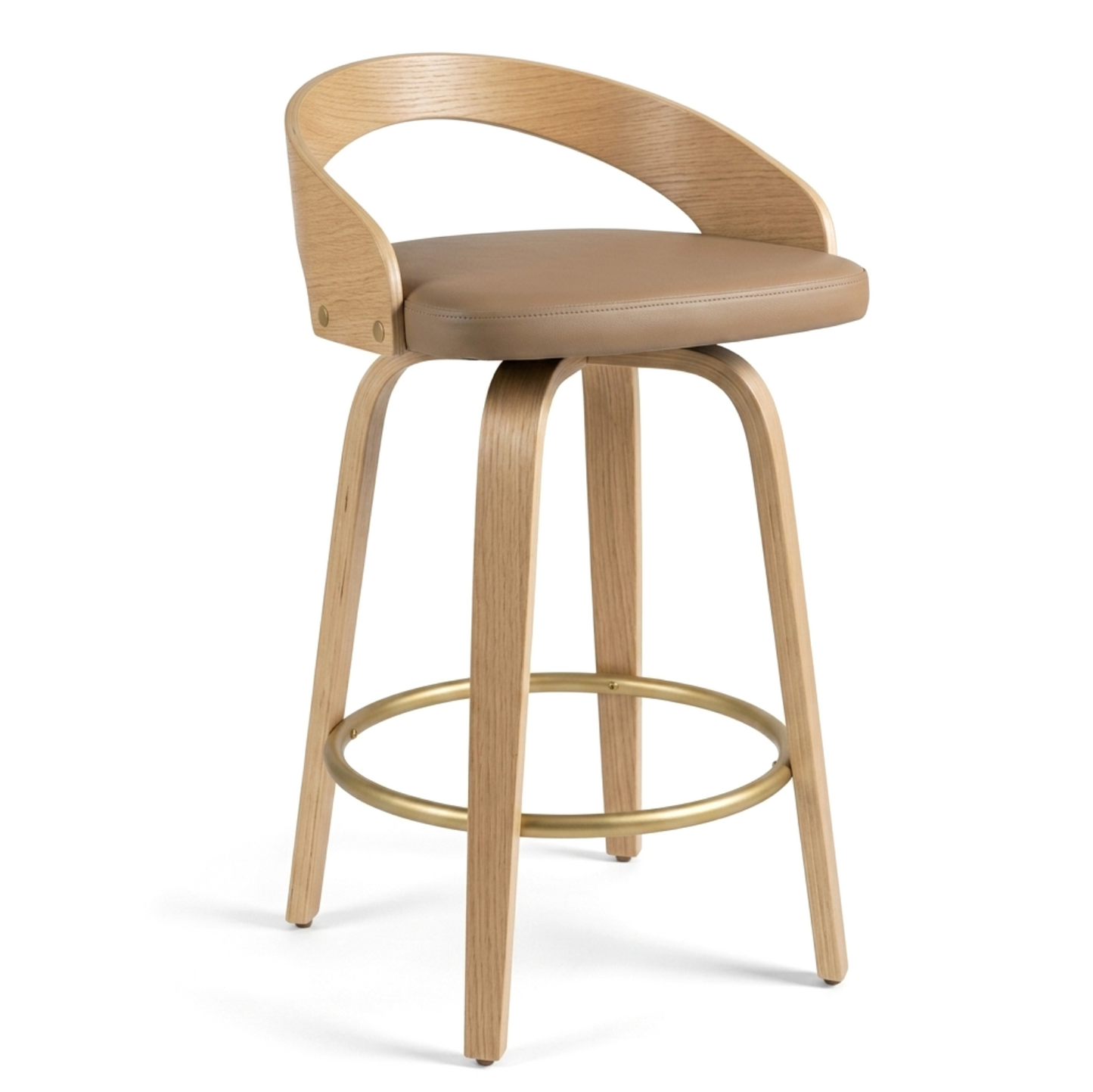 Hudson Oak Bar Stool - Tan + Oak Set of Two