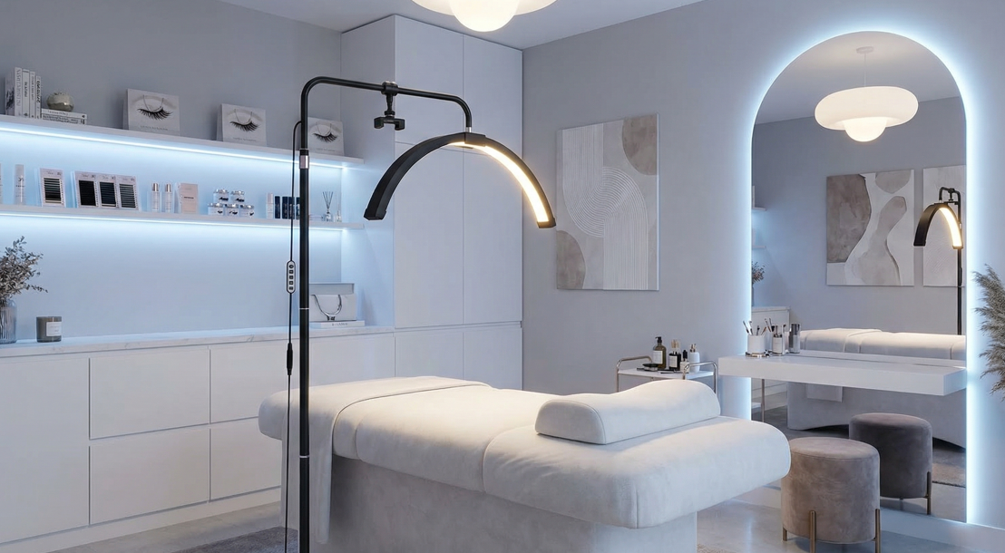 LED Beauty Light Half Moon Light for Salon Spa Studio - Black | Salon Equipment by Interior Ave