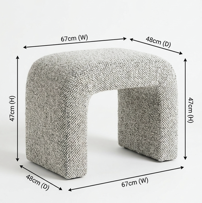 Hendrix Arched Textured Ottoman in Frosted Stone
