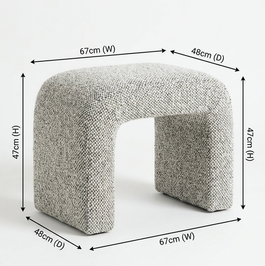 Hendrix Arched Textured Ottoman in Frosted Stone