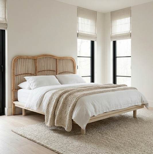 Harlowe Bed Headboard Rattan - Queen