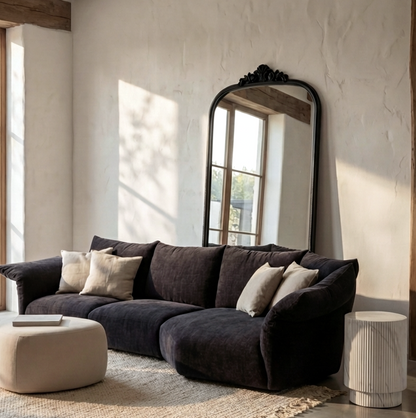 Helena Black Mirror – Arched Mirror with Ornate Crest