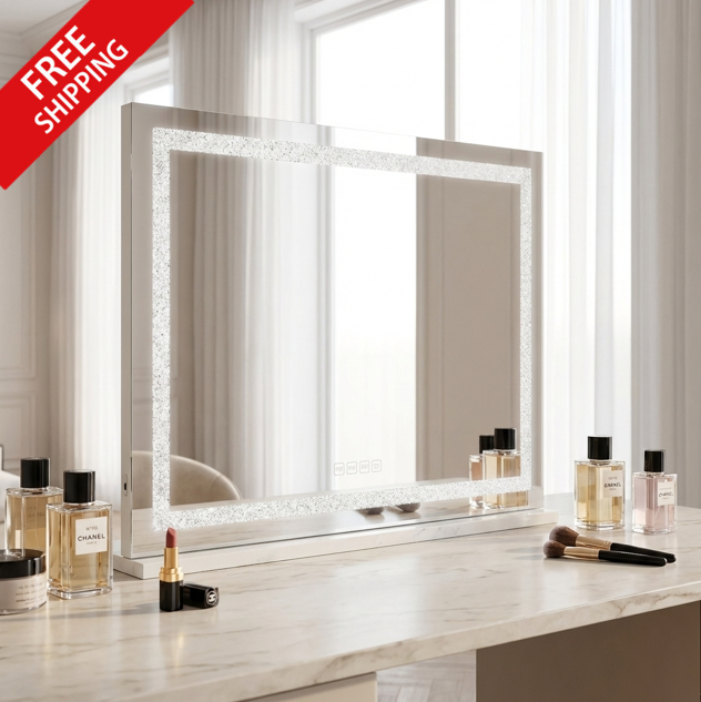 Crystal Vanity Makeup Mirror - Bluetooth - XL – Designer mirror by Interior Ave
