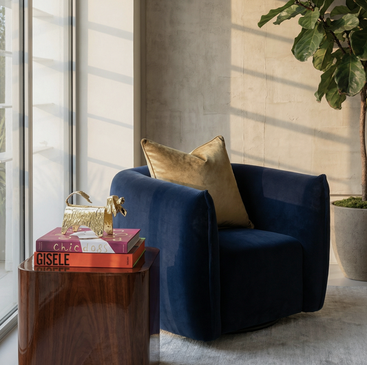 Havana Velvet Accent Chair - Indigo