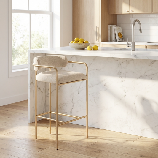 Allegra Bar Stool - Oatmeal Tweed Linen