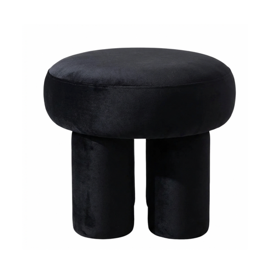 Interior Ave Black round stool with cylindrical legs on a white background
