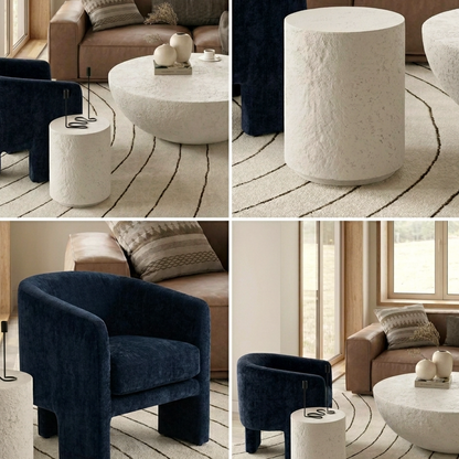 Muse Textured Side Table - Fossil