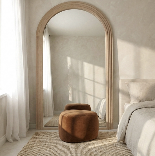 Sierra Arched Step Mirror – Signature Sculptural Natural Wood Statement Piece