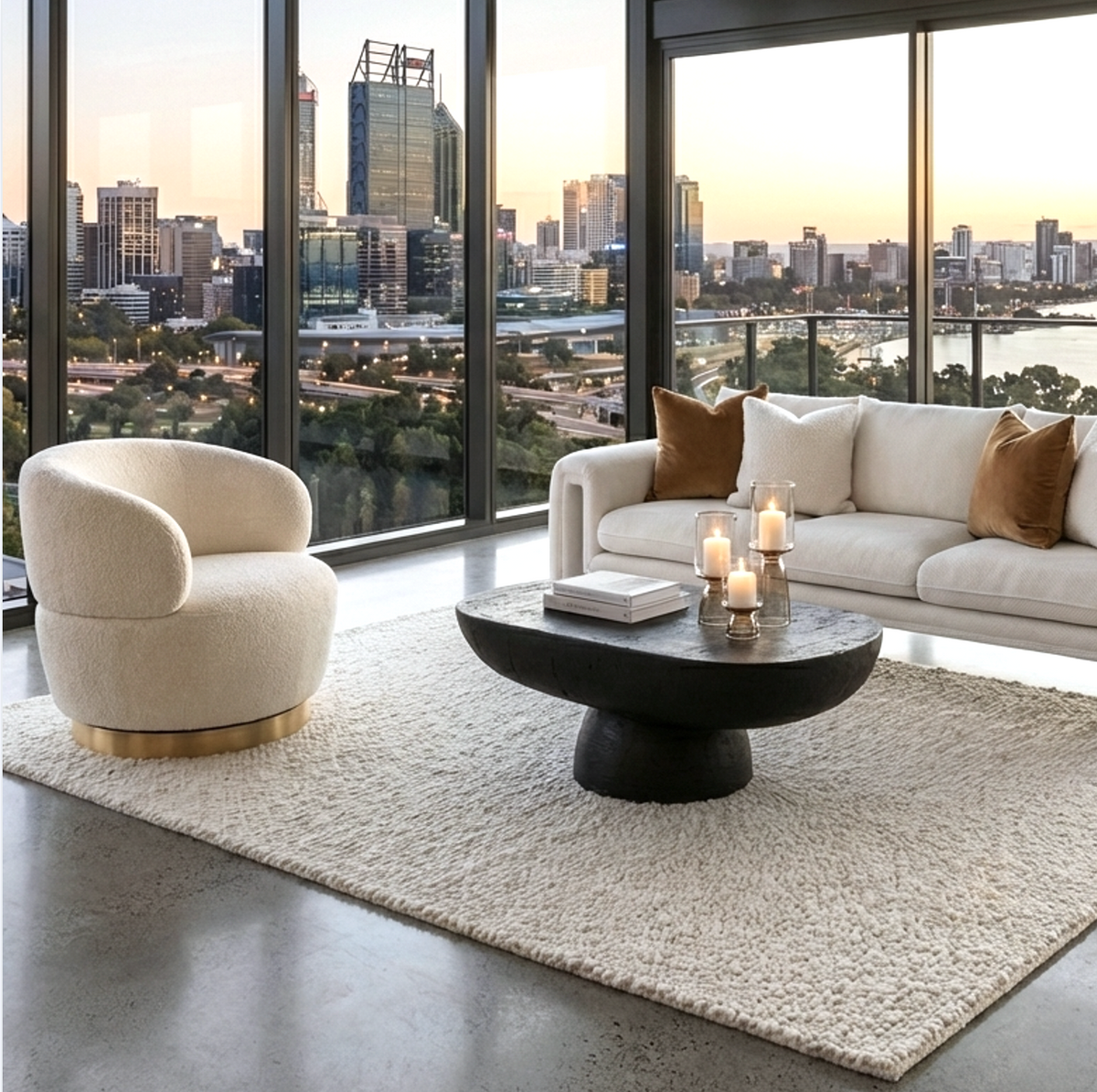 Luna Swivel Armchair - Vanilla Oat