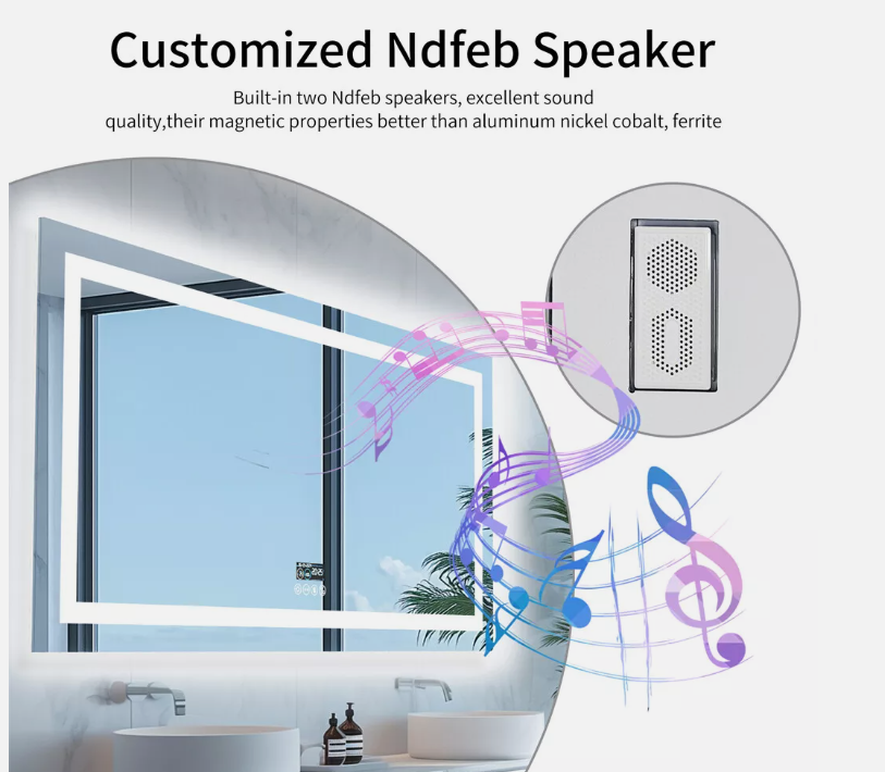100 x 60cm Rectangle Frameless LED Bathroom Bluetooth Mirror – LED illuminated bathroom mirror by Interior Ave