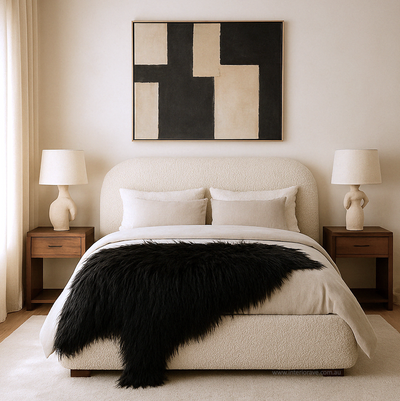 Mongolian Sheepskin Fur / Throw - Black 160cm