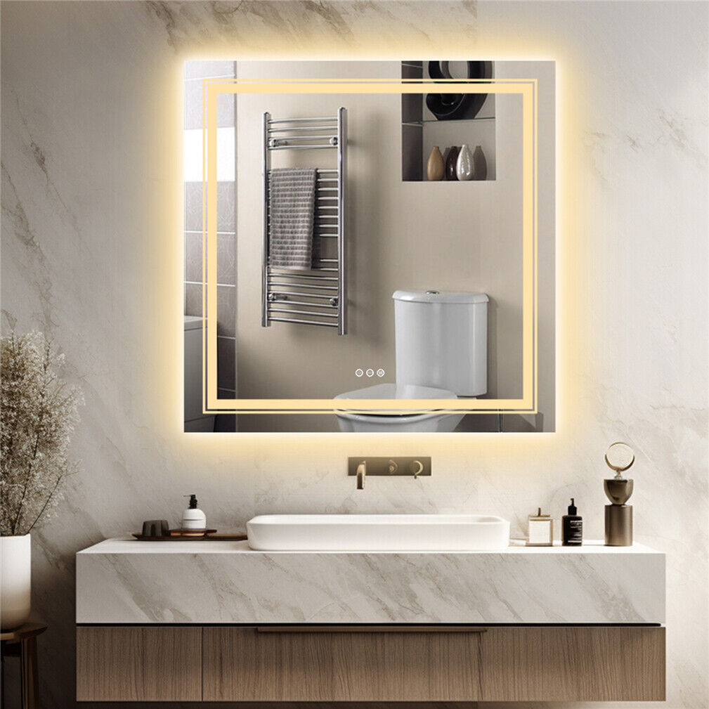 80 x 80cm Square Frameless LED Bathroom Mirror – LED illuminated bathroom mirror by Interior Ave